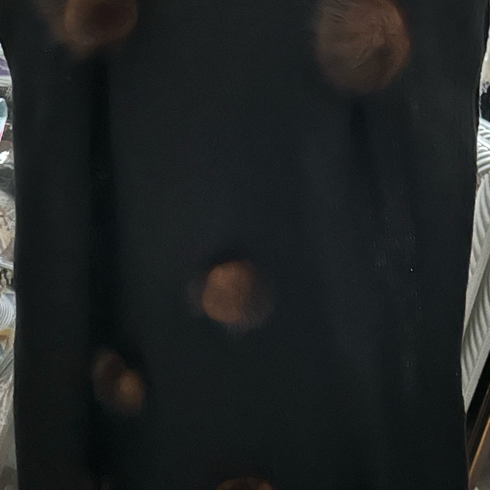 Black Angora Wool Scarf approximately 68inches with genuine Mink Balls
